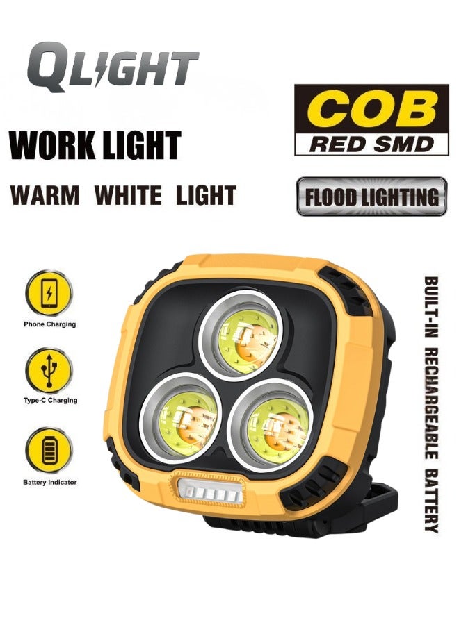 QLIGHT Rechargeable Work Light, Magnetic Led Camping Light with Stand and Hook, 18 Light Modes, SOS, 4000mAh, Battery Indictor, 1200 Lumens Portable Cob Light for Camping, Car Repair, Emergency, Outdoors Activities Like & Hiking, Fishing - Image 2